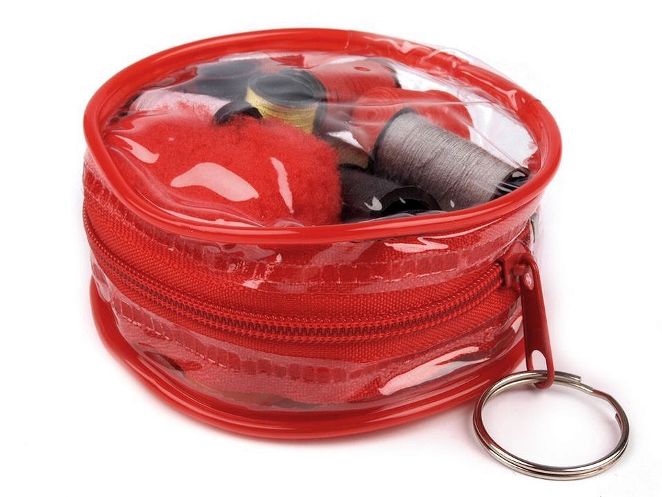 Trusa de cusut tip breloc rosu