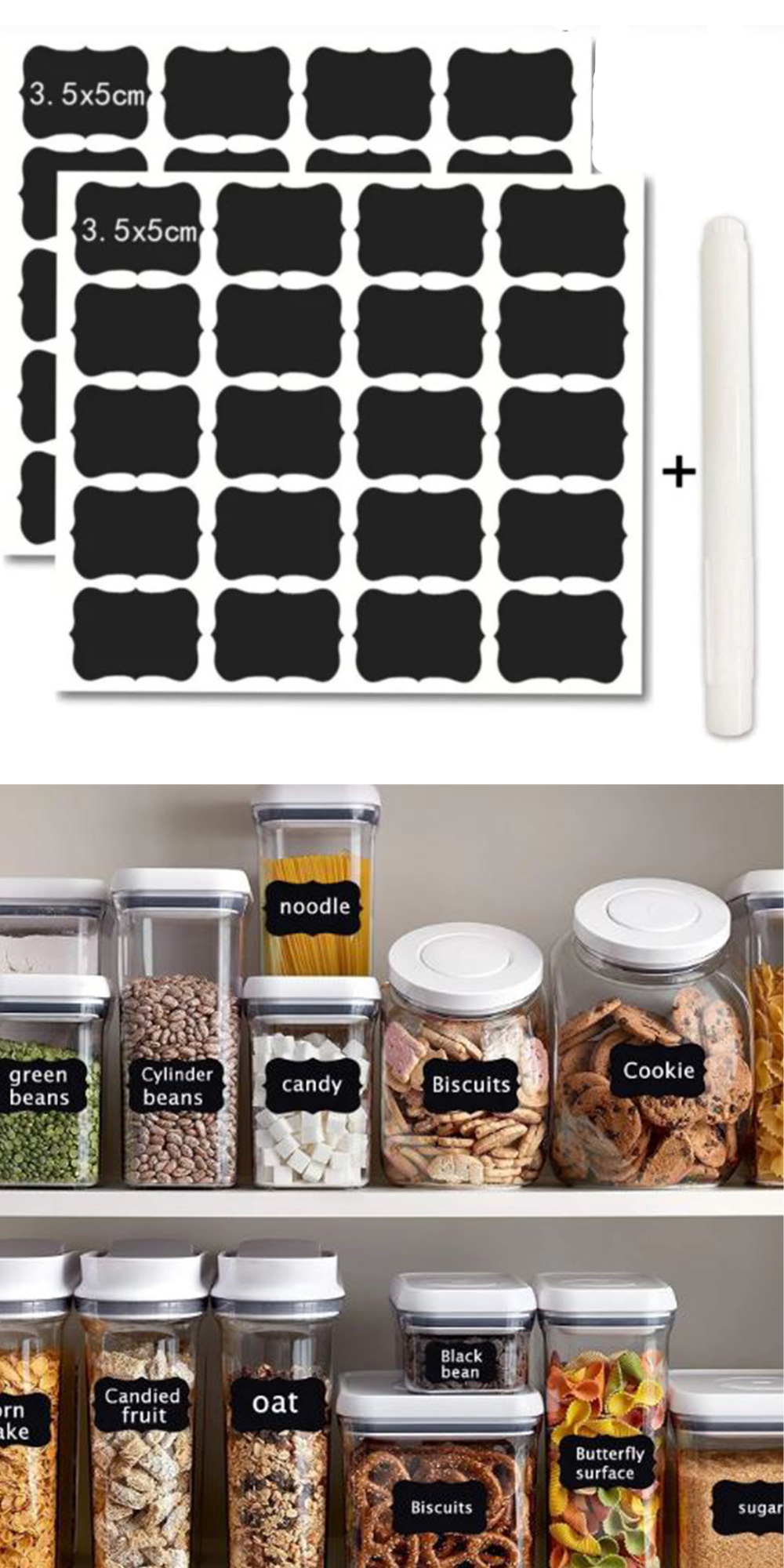 Set 40 etichete negre + 1 marker