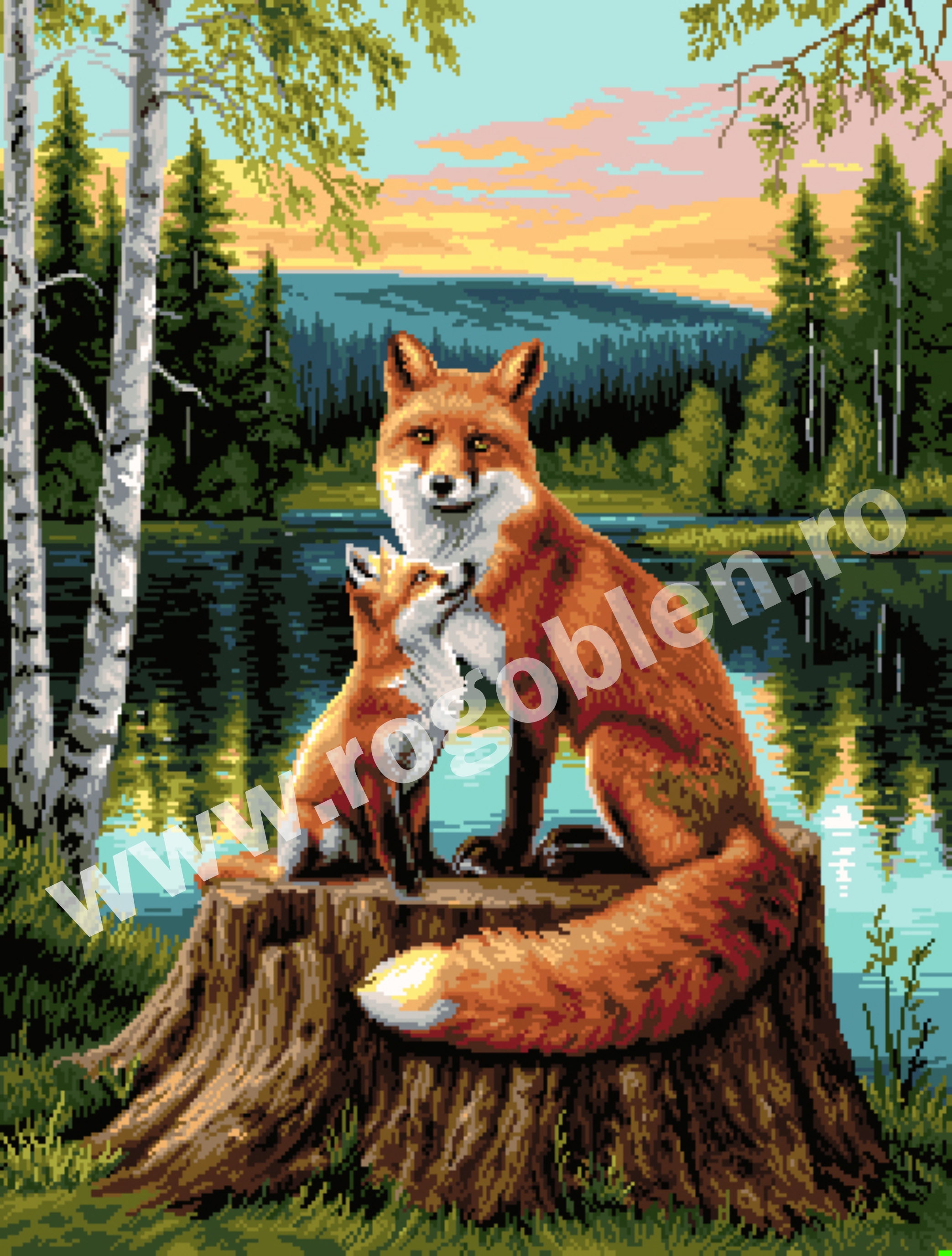 Rókák a tó partján