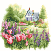 Goblen - Casa con con i tulipani